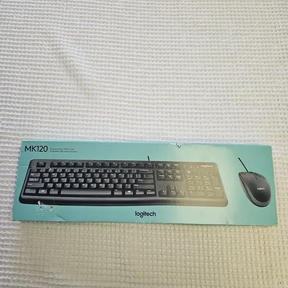 Logitech MK120 Wired USB Keyboard Mouse Desktop Combo Set