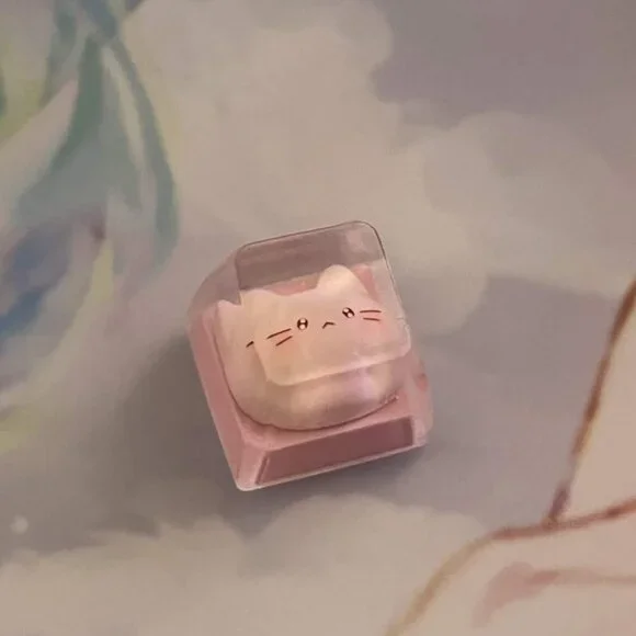 Pink Cute Kitty Keycap for OEM Mechanical Keyboard with cross axis