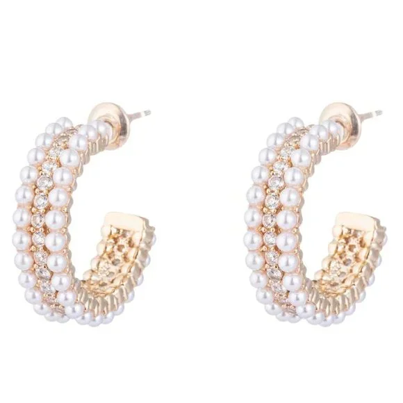 Stephanie Glass Pearl Huggie