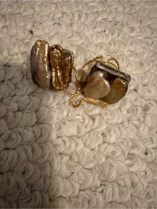 Baroque Pearl Cluster Drop Earrings in Gold-Toned and Bronze new