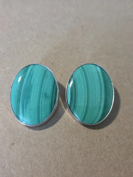 Sterling Silver Malachite Earrings