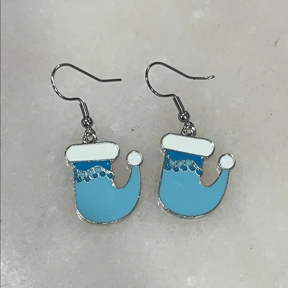 Chic Blue Santa Hat Earrings