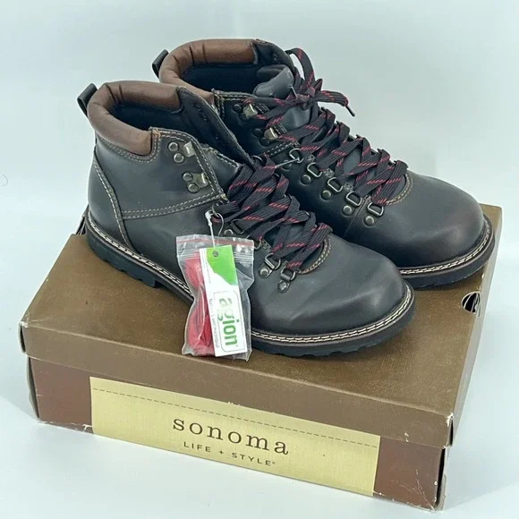Sonoma Boots - Bedrock Brown - Men's Size 10 - NEW in Box - Extra Red Laces