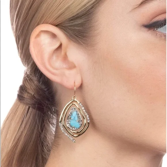 ALEXIS BITTAR • Roxbury Spiral Crystal Encrusted Turquoise Drop Earrings