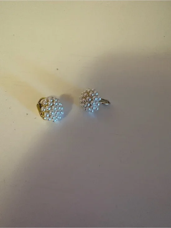 Pearl Cluster Clip-On Earrings - White