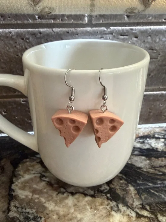 ✨ 5 for $30 Earring Bar✨ Handmade Cheese Wedge Slice Brown Dangle Resin Earrings