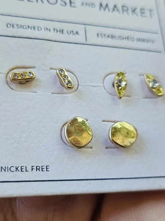 Melrose And Market Earrings Stud Fashion Ear Jewelry Set of 3 Earrings NWT