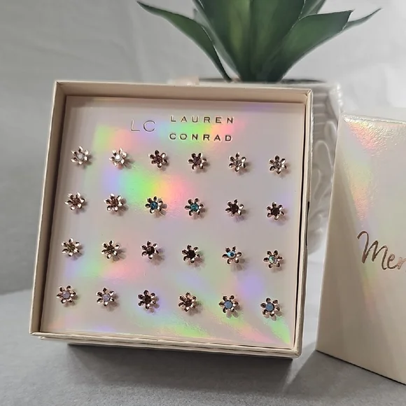 LC Lauren Conrad Multicolor Flower 12 Stud Earring Boxed Set