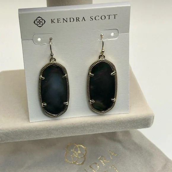 Kendra Scott Elle Earrings Black Iridescent 1.5