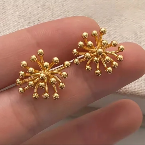 Celestial Gold Starburst Earrings – Modern Minimalist Studs
