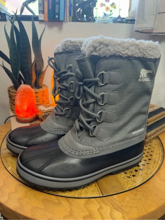 Sorel 1964 Pac Nylon Waterproof Winter Boots Gray/Black Men’s 8