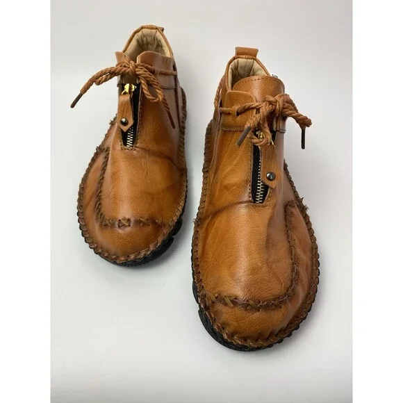 Menico Hand Stitched Brown Casual Leather Chukka Boots Men's EU 46 US 12 *NEW