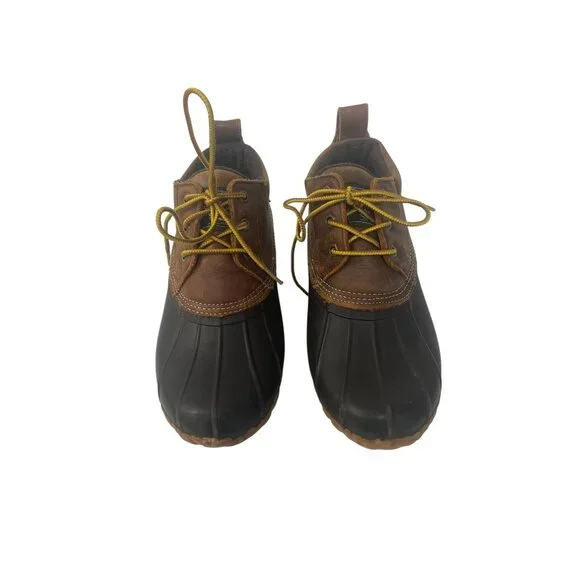 G.H. Bass & Co. Men's‎ 7M Brown Leather Black Rubber Duck Boots Lace Up