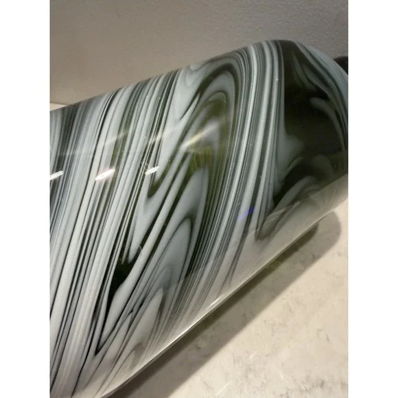 IKEA Avocado Green & White Swirl Blown Glass Lrg Vase Design‎ by Iina Vuorivirta