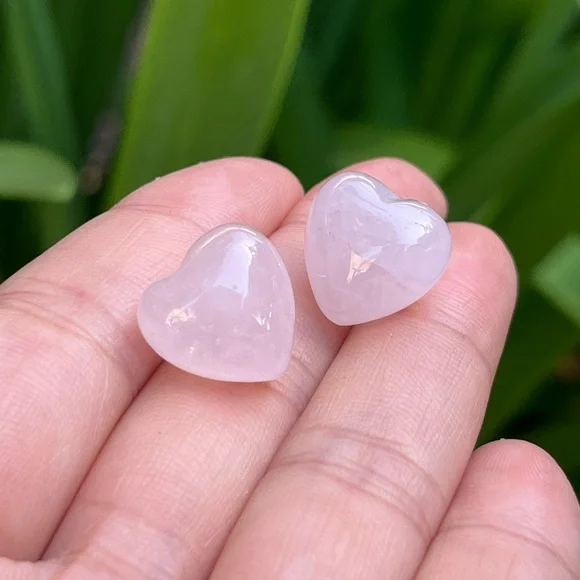 925 silver post‎ Rose quartz heart ear studs