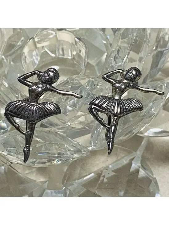 Vintage Sterling Silver Ballerina Earrings