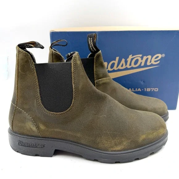 Blundstone 1615 Chelsea Boots Dark Olive Suede Elastic Side Mens Size 10.5 US