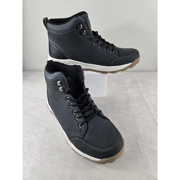 RF RF1205 Mens Mid Top Hiking Style Boots Black Size 10 Gum Sole Lugged Sneaker