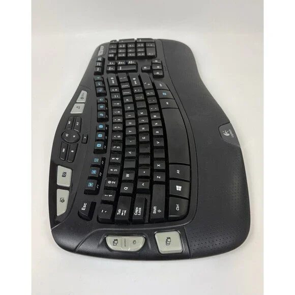 Logitech K350 Wireless Comfort Wave Ergonomic Keyboard Black No USB Dongle EUC