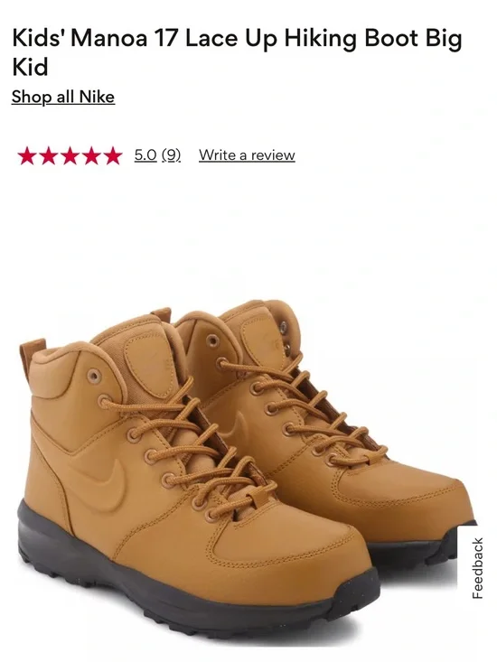 Nike Kids Manoa 17 Mid-Top Boots in Wheat/Tan with Black Sole