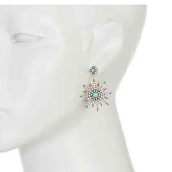 Adornia 14K Yellow Gold Plated Turquoise & Swarovski Crystal Starburst Earrings