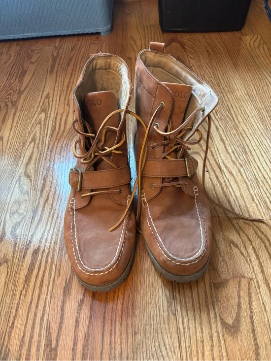 Polo Ralph Lauren Redmond Leather Moc Toe Boots Brown Men's 13