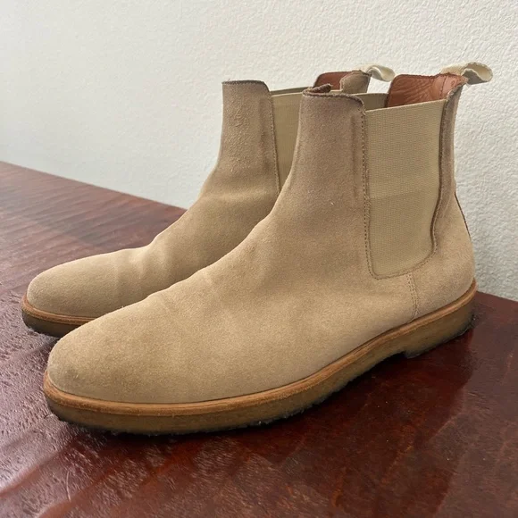 Oliver Cabell Chelsea men's tan academia preppy neutral pull on boots sz 41 (8)
