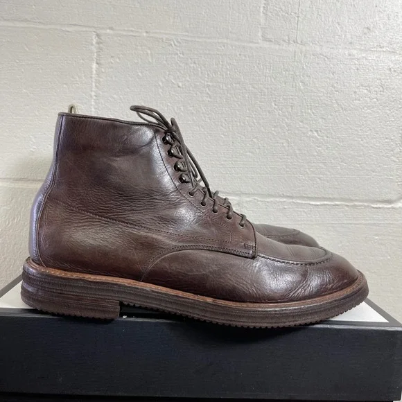 Officine Creative 0797143 Brown Leather Ankle Boots Lace up Men's 10.5 US