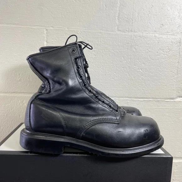 Red Wing 4473 Black Leather Firefighter Work Safety Toe Boots Men's 9.5 USA MADE