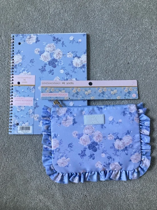 IN-HAND | LoveShackFancy x Target Yoobi Spiral Notebook & Ruffled Pencil Case