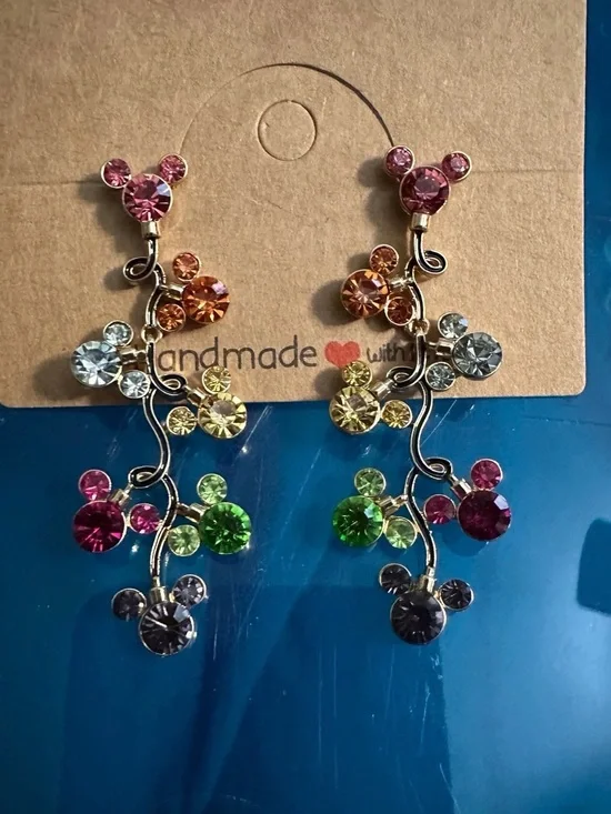 Disney Multicolor Crystal Mickey Drop Earrings