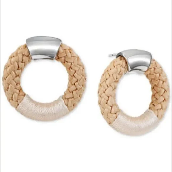 Alfani Silver-Tone Braided Rope Doorknocker Drop Earrings, 1