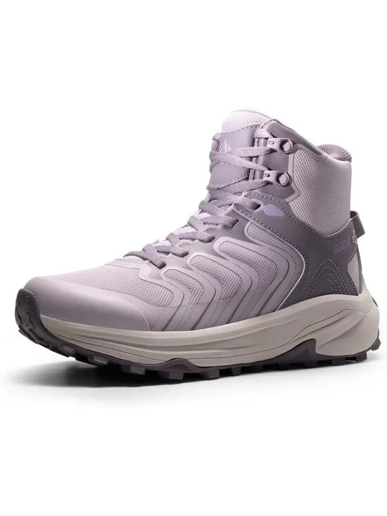 Men Light Purple Waterproof Shoes Casual High Top Round Toe Non Slip Hiking Boot