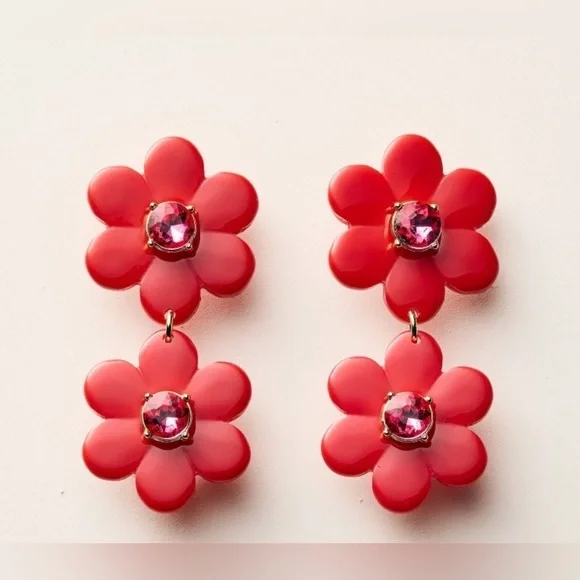 Kate Spade x Target Floral Linear Red Earrings • NIB
