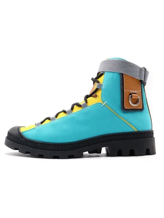 Loewe Anagram Logo Color Block Trekking Boots Shoes Yellow Light Blue