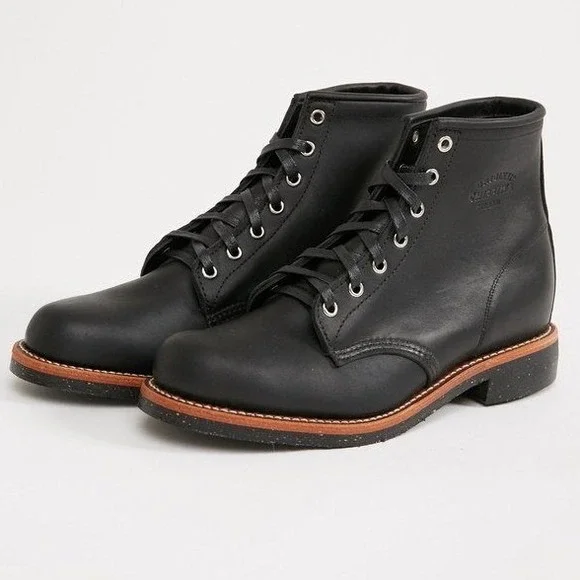 Original Chippewa Mens Black Leather Service Boots 6