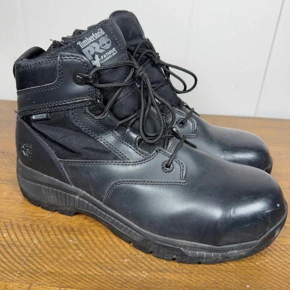 Timberland‎ PRO Boots Mens 10 Black Valor Duty Side Zip Tactical Waterproof Work