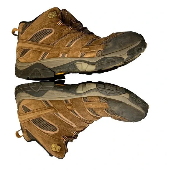 Merrell Moab 2 Mid Hiking Boots‎ Mens 14 Brown Suede Vibram J06057M Earth EUC