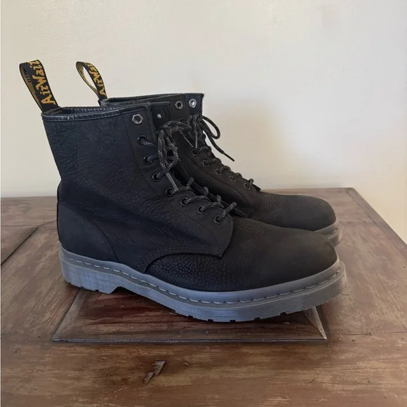 Dr.Martens 1460 black milled nubuck leather lace‎ up waterproof boots men’s 13