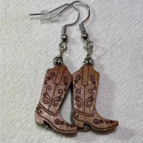Cowboy/Cowgirl Artisan Brown Boot Earrings