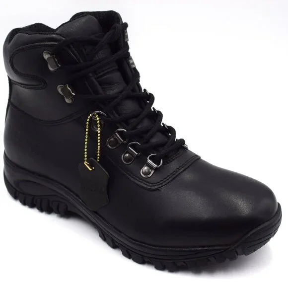 Men's Black Leather Tactical Work Boots