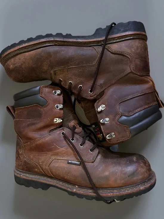 Men's Waterproof Brown Leather Work Boots