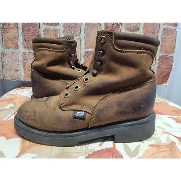 JUSTIN Original Work Boots USA Men’s 6 B Lace-up 762 Copper Caprice Leather