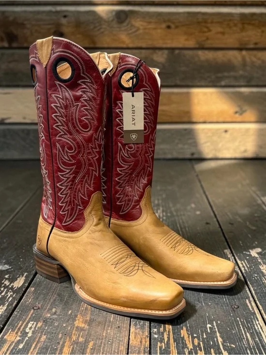 Ariat Men's Ringer Polo Tan Square Toe Cowboy Boots 11 EE