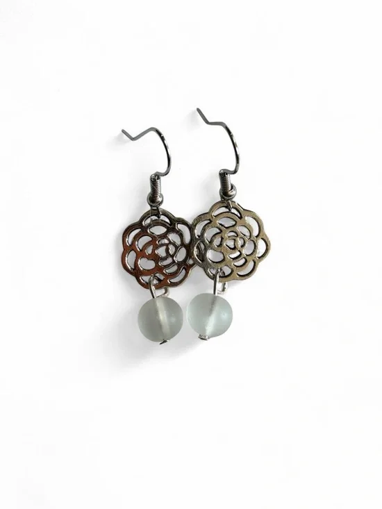 Handmade Frosted Acrylic Drop Earrings Boho Artisan