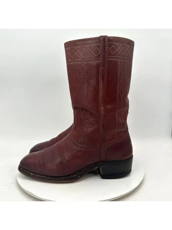 Vtg Johnston & Murphy Ruidoso Collection Cowboy Boots 93800 Men’s 8 D Oxblood