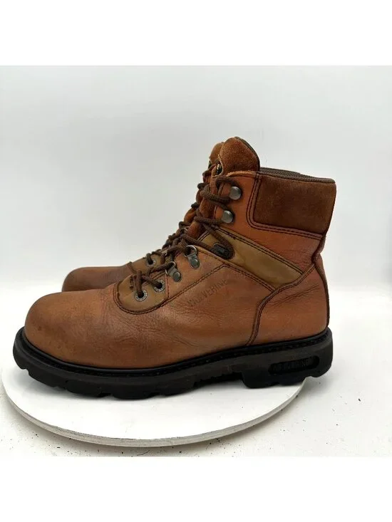 Wolverine W04213 Men Size 10M Brown Leather Steel Toe Ankle Work Boot
