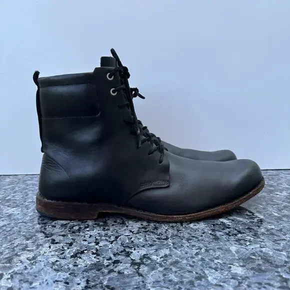 TIMBERLAND Boot Company 75531 Black Leather Lace Up Ankle Combat Moto Boots 12M