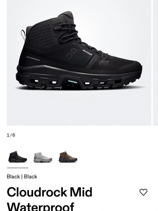 On Cloudrock Mid Waterproof Hiking Boots — Black