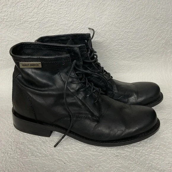 Harley Davidson Tarrson Black Leather Men's Size 8 M Light Boots Moto